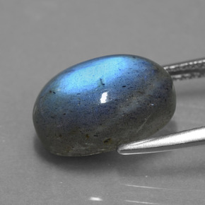 5.82캐럿 천연 그레이 블루 광택 라브라도라이트, 타원형 컷, 13×9.1 mm, 투명한