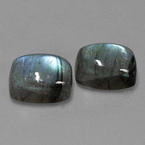 캐럿 천연 그레이 블루 광택 라브라도라이트 보석, 쿠션 컷, 14×10.2 mm, 투명한