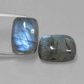 캐럿 천연 그레이 블루 광택 라브라도라이트 보석, 쿠션 컷, 13.6×9.7 mm, 투명한