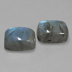캐럿 천연 그레이 블루 광택 라브라도라이트 보석, 쿠션 컷, 13.6×9.7 mm, 투명한
