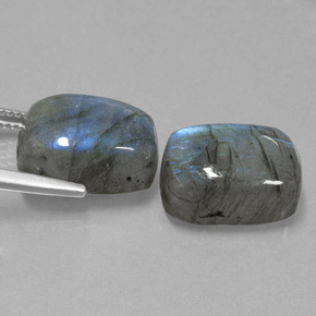 캐럿 천연 그레이 블루 광택 라브라도라이트 보석, 쿠션 컷, 13.6×9.7 mm, 투명한
