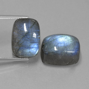 캐럿 천연 그레이 블루 광택 라브라도라이트 보석, 쿠션 컷, 14.2×10.1 mm, 투명한