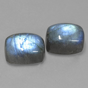 캐럿 천연 그레이 블루 광택 라브라도라이트 보석, 쿠션 컷, 14.2×10.1 mm, 투명한
