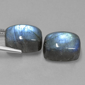 캐럿 천연 그레이 블루 광택 라브라도라이트 보석, 쿠션 컷, 14.2×10.1 mm, 투명한
