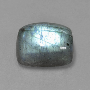9.96캐럿 천연 그레이 블루 광택 라브라도라이트, 쿠션 컷, 14×10.2 mm, 투명한