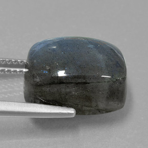 10.66캐럿 천연 그레이 블루 광택 라브라도라이트, 쿠션 컷, 13.9×9.9 mm, 투명한