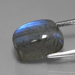 9.80캐럿 천연 그레이 블루 광택 라브라도라이트, 쿠션 컷, 14×10 mm, 투명한