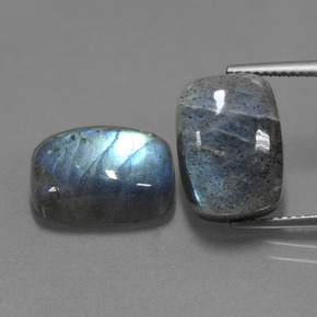 캐럿 천연 그레이 블루 광택 라브라도라이트 보석, 쿠션 컷, 13.9×10 mm, 투명한