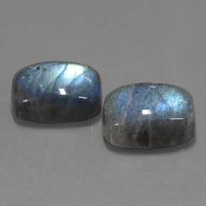 캐럿 천연 그레이 블루 광택 라브라도라이트 보석, 쿠션 컷, 13.9×10 mm, 투명한