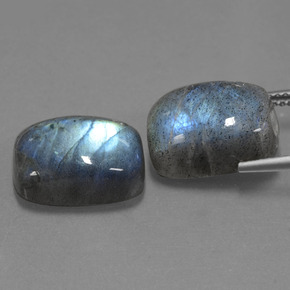 캐럿 천연 그레이 블루 광택 라브라도라이트 보석, 쿠션 컷, 13.9×10 mm, 투명한