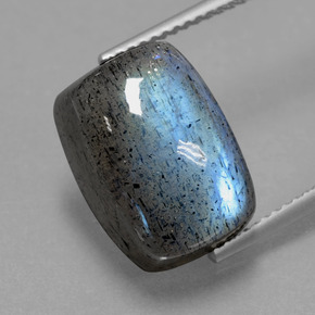 10.49캐럿 천연 그레이 블루 광택 라브라도라이트, 쿠션 컷, 13.9×10 mm, 투명한