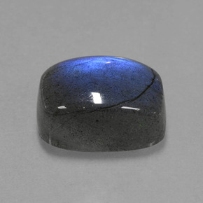 9.02캐럿 천연 그레이 블루 광택 라브라도라이트, 쿠션 컷, 13.6×9.8 mm, 투명한