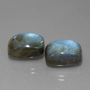 캐럿 천연 그레이 블루 광택 라브라도라이트 보석, 쿠션 컷, 13.9×9.7 mm, 투명한