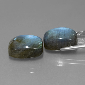 캐럿 천연 그레이 블루 광택 라브라도라이트 보석, 쿠션 컷, 13.9×9.7 mm, 투명한