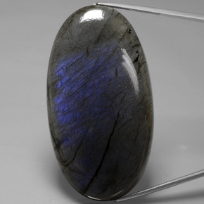 135.49캐럿 천연 그레이 블루 광택 라브라도라이트, 타원형 컷, 59.3×32.1 mm, 투명한