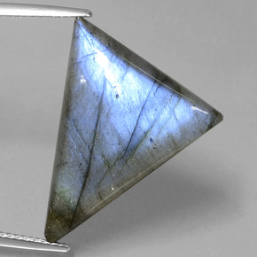 18.46캐럿 천연 그레이 블루 광택 라브라도라이트, 트릴리언, 23.1×19.8 mm, 투명한