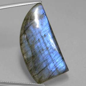 25.81캐럿 천연 그레이 블루 광택 라브라도라이트, 멋진 모양, 43.3×16.6 mm, 투명한