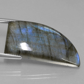25.81캐럿 천연 그레이 블루 광택 라브라도라이트, 멋진 모양, 43.3×16.6 mm, 투명한