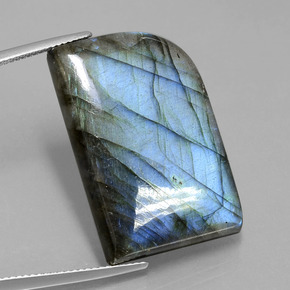 39.46캐럿 천연 그레이 블루 광택 라브라도라이트, 멋진 모양, 29.4×19.4 mm, 투명한