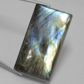 60.12캐럿 천연 그레이 블루 쉰 조회 장석, 바게트, 투명한