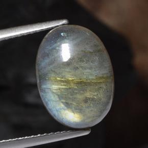 6.41캐럿 천연 멀티컬러 라브라도라이트, 타원형 컷, 14.1×10.2 mm, 투명한