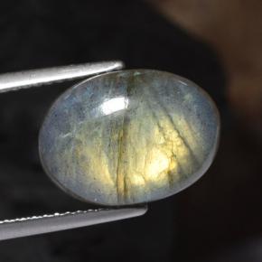 6.41캐럿 천연 멀티컬러 라브라도라이트, 타원형 컷, 14.1×10.2 mm, 투명한