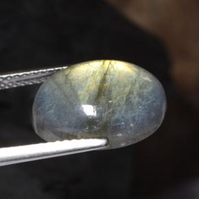 6.41캐럿 천연 멀티컬러 라브라도라이트, 타원형 컷, 14.1×10.2 mm, 투명한