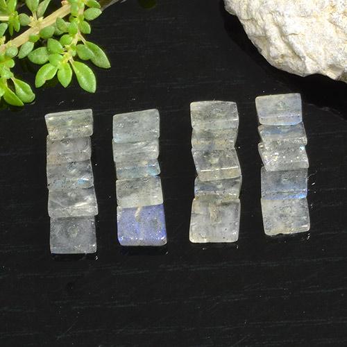 4.89캐럿 천연 멀티컬러 라브라도라이트 보석, 스퀘어, 4.5×4.3 mm, 투명한