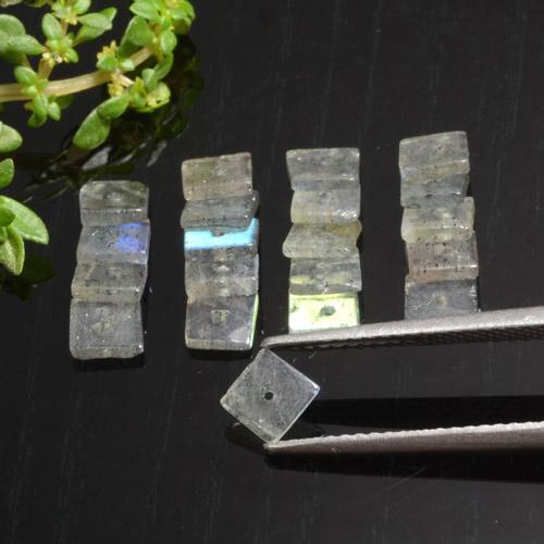 4.50캐럿 천연 멀티컬러 라브라도라이트 보석, 스퀘어, 4.4×4.3 mm, 투명한