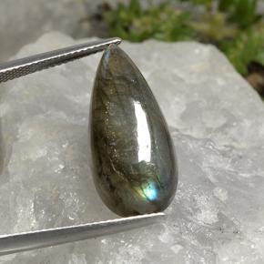 12.97캐럿 천연 멀티컬러 라브라도라이트, 배 모양, 23.6×10.9 mm, 투명한
