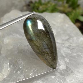 12.97캐럿 천연 멀티컬러 라브라도라이트, 배 모양, 23.6×10.9 mm, 투명한