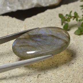 19.67캐럿 천연 다색 조회 장석, 타원형 컷, 투명한