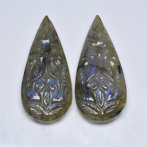 36.44캐럿 천연 다색 조회 장석 보석, 배 모양, 투명한