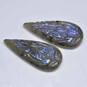 36.44캐럿 천연 다색 조회 장석 보석, 배 모양, 투명한