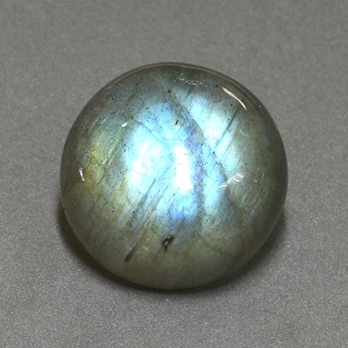 17.48캐럿 천연 멀티컬러 라브라도라이트, 라운드 컷, 15.84 mm, 투명한