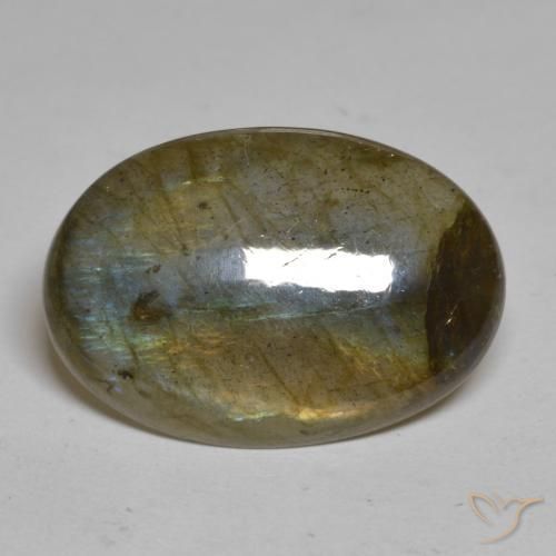15.72ct 자연스러운 다색 조회 장석, 타원형, 불투명체