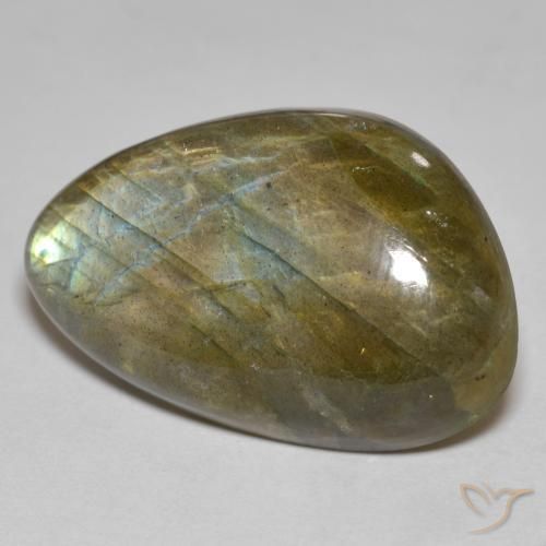 25.09캐럿 천연 멀티컬러 라브라도라이트, 멋진 모양, 25.3×16.5 mm, 불투명체