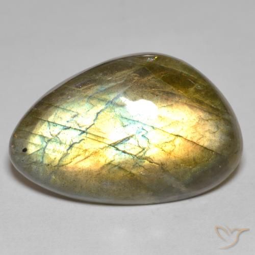 25.09캐럿 천연 멀티컬러 라브라도라이트, 멋진 모양, 25.3×16.5 mm, 불투명체