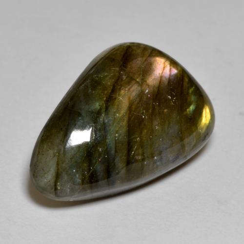 15.44캐럿 천연 멀티컬러 라브라도라이트, 멋진 모양, 20.7×13.6 mm, 불투명체