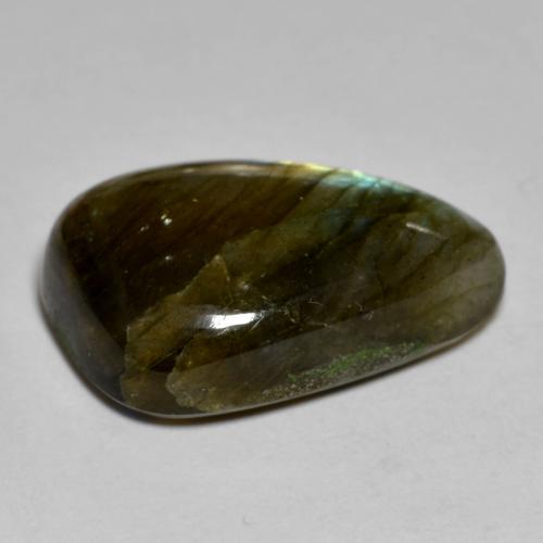 15.44캐럿 천연 멀티컬러 라브라도라이트, 멋진 모양, 20.7×13.6 mm, 불투명체