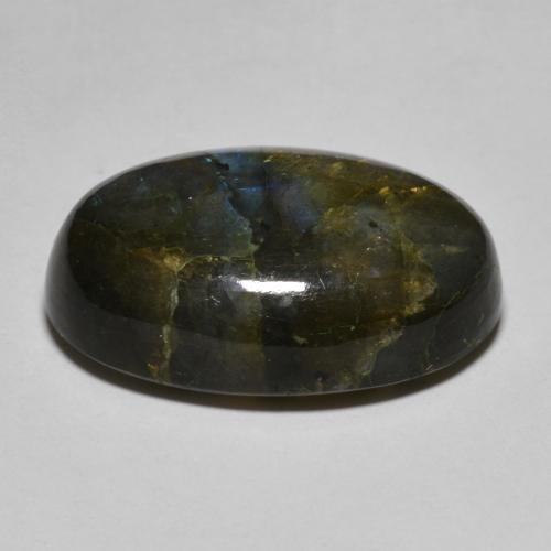 20.40캐럿 천연 멀티컬러 라브라도라이트, 타원형 컷, 21.7×15.1 mm, 투명한