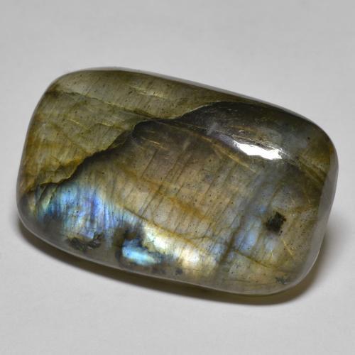 26.00캐럿 천연 멀티컬러 라브라도라이트, 쿠션 컷, 26.8×16.7 mm, 투명한