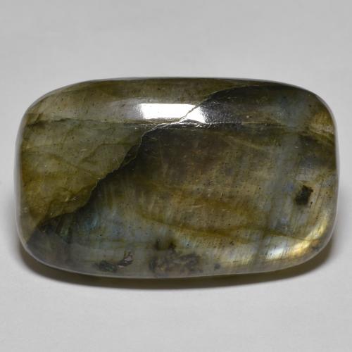 26.00캐럿 천연 멀티컬러 라브라도라이트, 쿠션 컷, 26.8×16.7 mm, 투명한