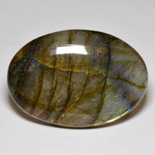 93.87캐럿 천연 멀티컬러 라브라도라이트, 타원형 컷, 43.6×30.4 mm, 불투명체