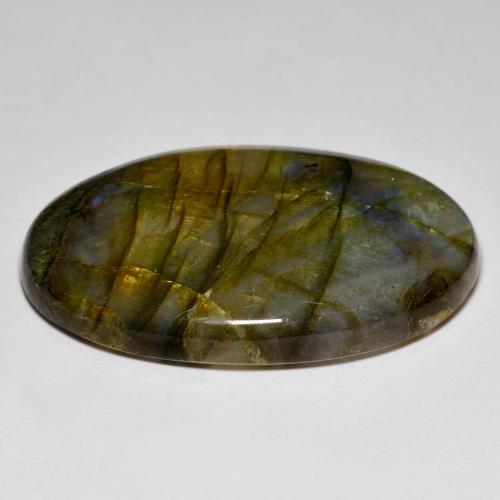 93.87캐럿 천연 멀티컬러 라브라도라이트, 타원형 컷, 43.6×30.4 mm, 불투명체