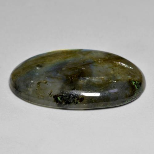 15.47캐럿 천연 멀티컬러 라브라도라이트, 타원형 컷, 24.8×15.5 mm, 투명한