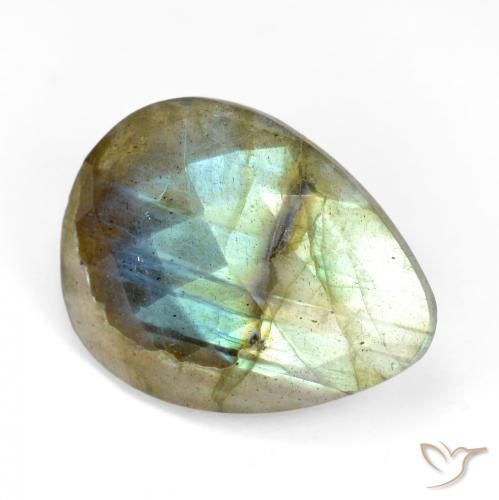 9.87ct 자연스러운 다색 조회 장석, 배 모양, 투명한