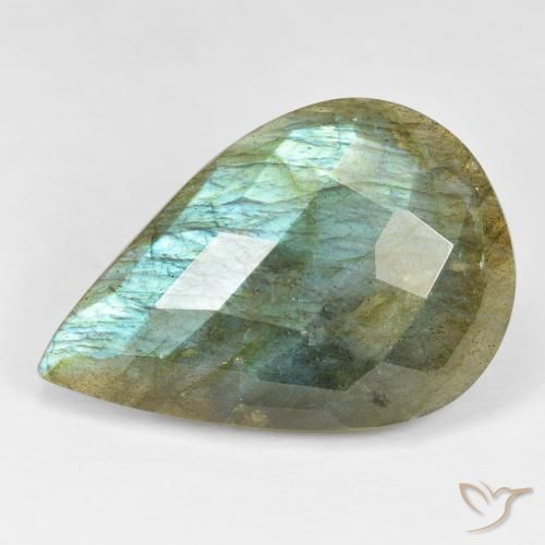 25.05ct 자연스러운 다색 조회 장석, 배 모양, 불투명체
