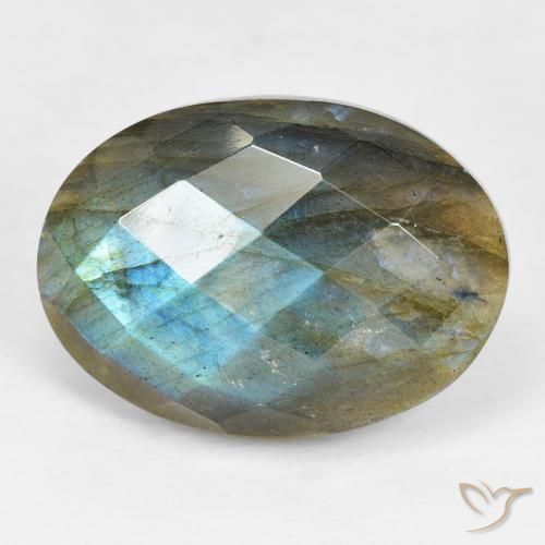 17.59ct 자연스러운 다색 조회 장석, 타원형, 불투명체