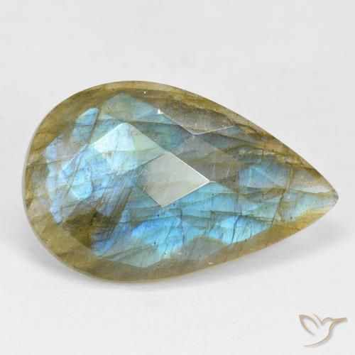17.99ct 자연스러운 다색 조회 장석, 배 모양, 불투명체